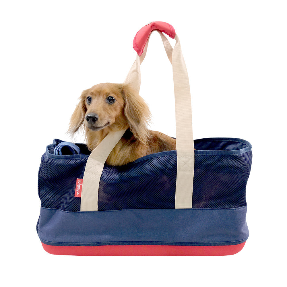 Light Pet Carrier with Hardshell Base for Dachshunds & Long Pets - Navy-6