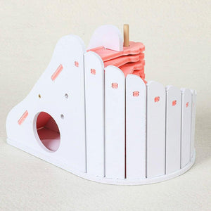 Cozy Woodland Retreat: Small Wooden Hamster Sleeping Nest With Round Slide-3