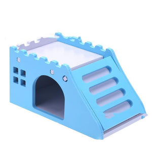 Colorful Wooden Hamster Sleeping Nest With Slide Toy And Small Bed-4