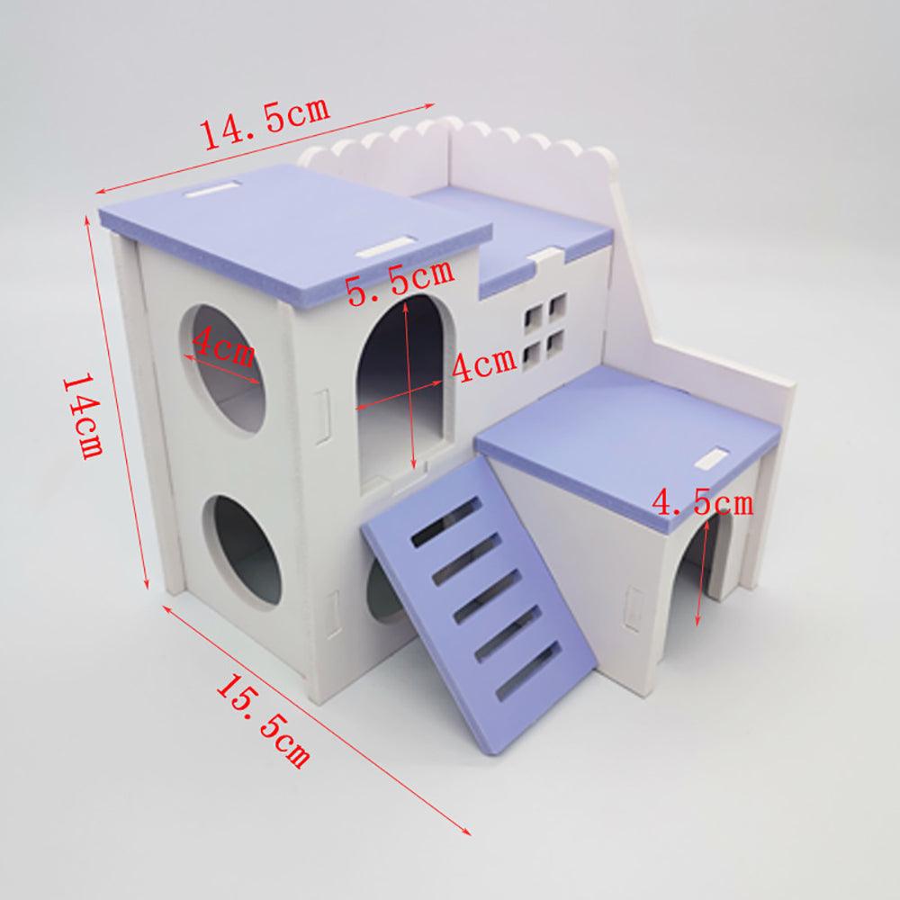 Colorful Double-Storey Hamster Sleeping Nest: A Stylish Wooden Villa Toy For Small Pets-8