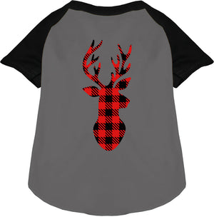 Buffalo Check Deer Pet Raglan Shirt-2