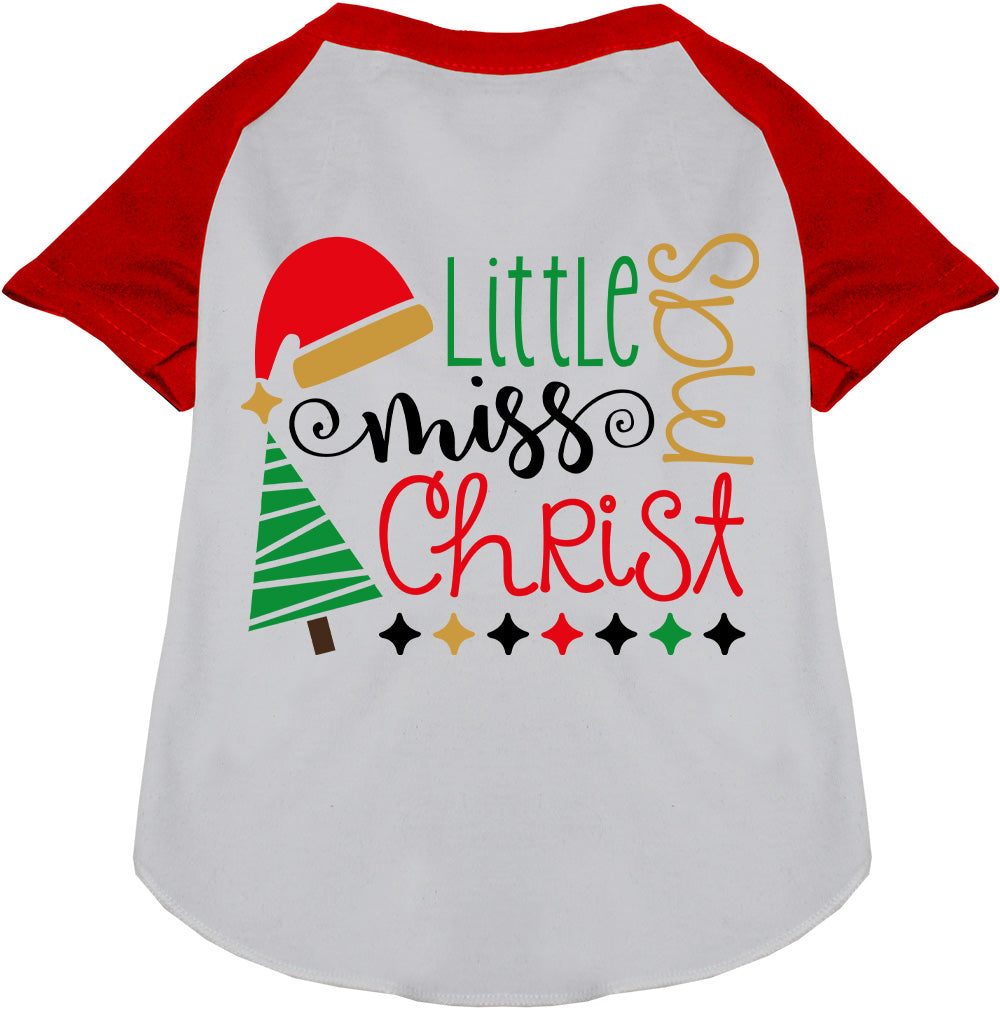 Little Miss Christmas Pet Raglan Shirt-0