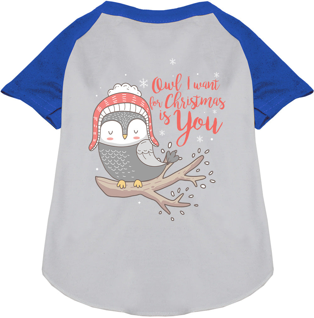 Owl I Want For Christmas Pet Raglan Shirt-2