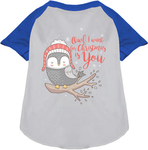 Owl I Want For Christmas Pet Raglan Shirt-2