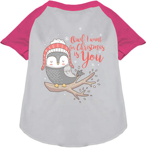 Owl I Want For Christmas Pet Raglan Shirt-3