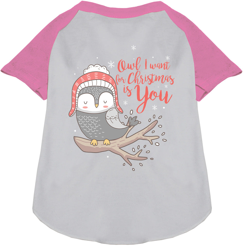 Owl I Want For Christmas Pet Raglan Shirt-4