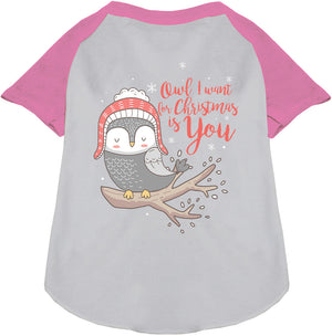 Owl I Want For Christmas Pet Raglan Shirt-4