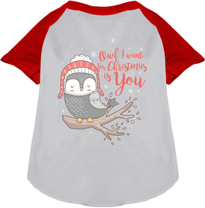 Owl I Want For Christmas Pet Raglan Shirt-7