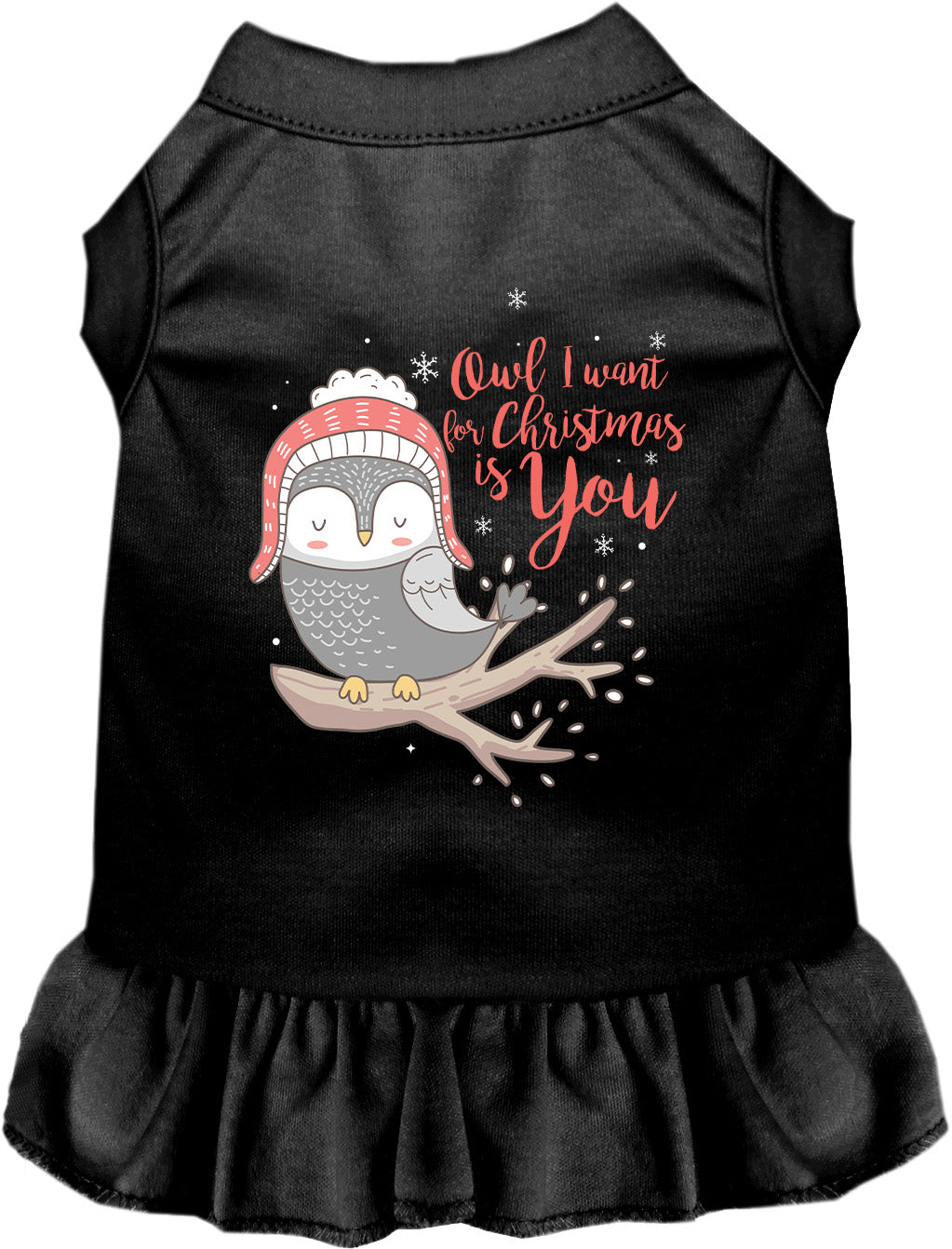 Owl I Want For Christmas Pet Dress-0