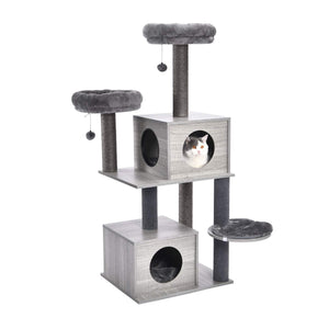 Grey Wood Modern Cat Tree - 141cm-0