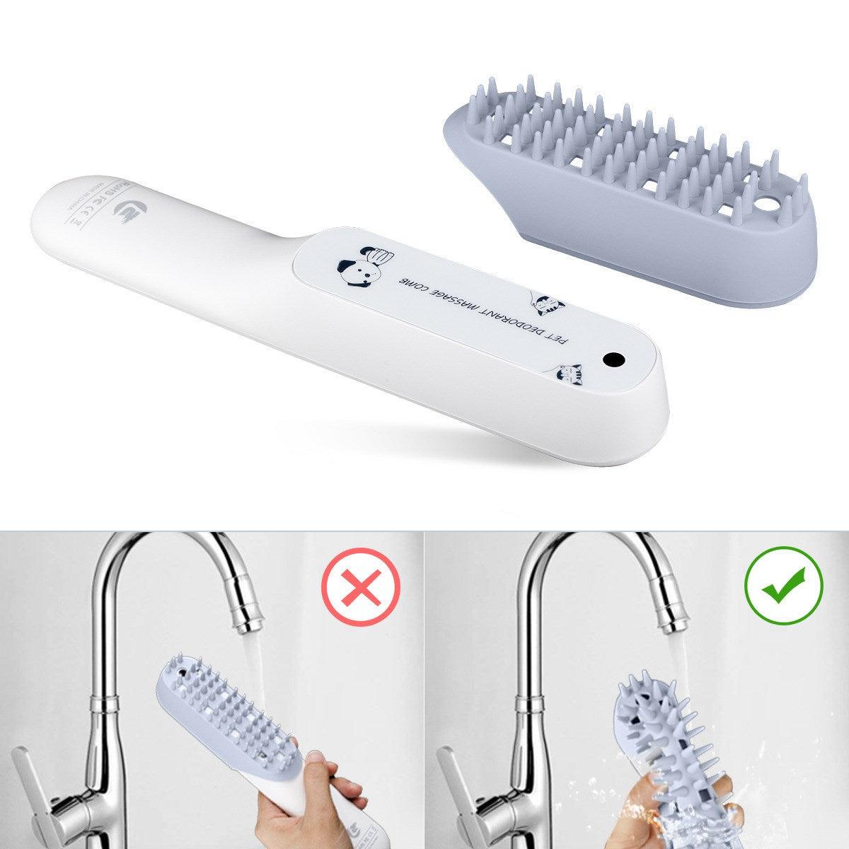 Pet Silicone Massage Brush Deodorant Sterilization Comb Handle Dog Grooming Shaving Massage Cleaning Comb Fur Remove Brush-1