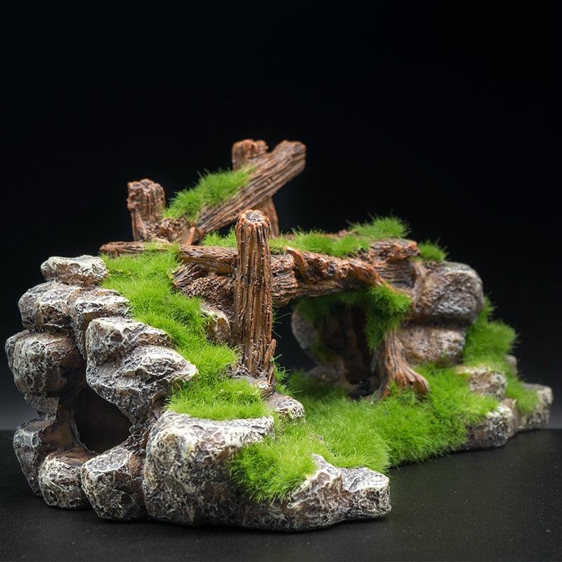 Landscape Stone Flocking Resin Aquarium Decoration-2