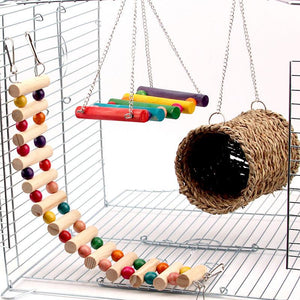 Colorful Wood Parrot Playground: Swing, Climb, And Play!-4