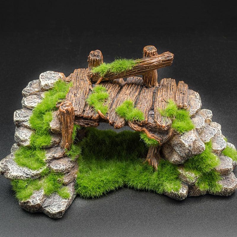 Landscape Stone Flocking Resin Aquarium Decoration-4