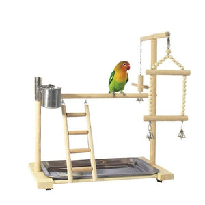 Wooden Avian Oasis: Small Cockatiel Floor Parrot Standing Stand-3