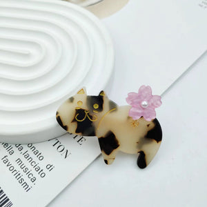 PAWSOME PETS NEW YORK Hand-painted Floral Cat Hair Clip all colors | Eco-Friendly-3