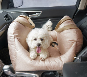 Plush Pet Booster Car Seat in Nude-1