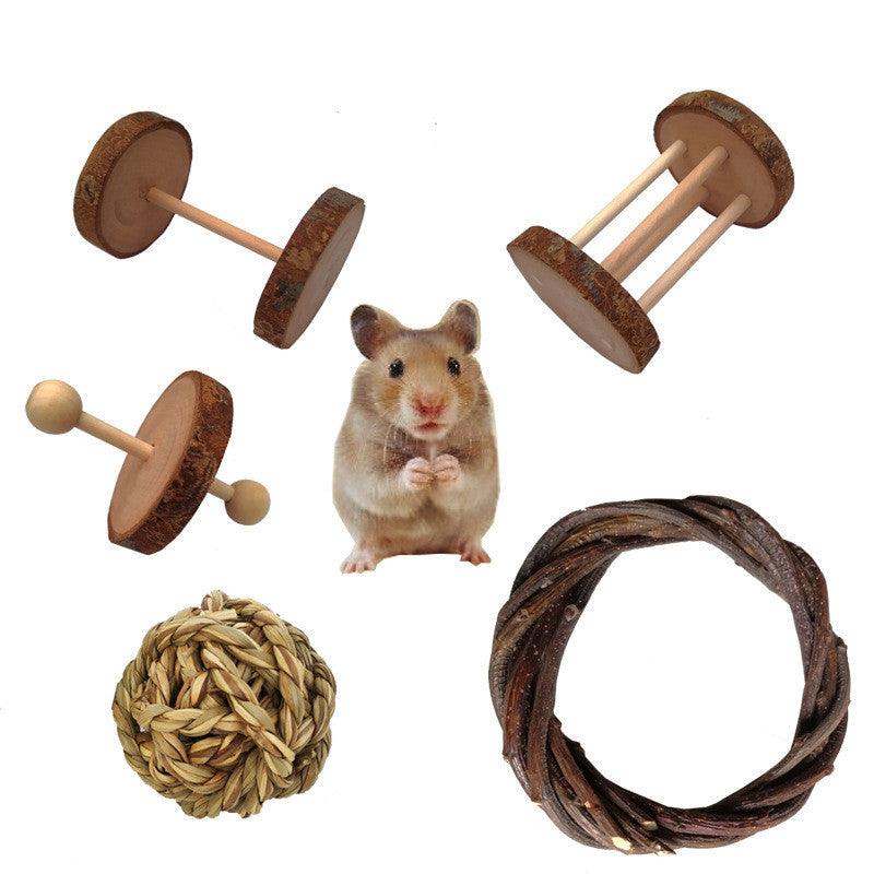 Natural Wood Play Molar Toy Set For Hamsters, Rabbits, And Birds-1