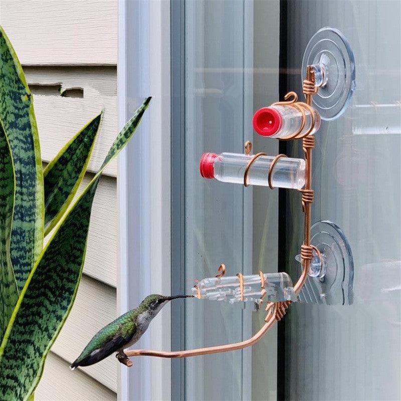 Copper Wire Hummingbird Feeder Kit: Handmade Garden Bird Feeder With Suction Cups-0