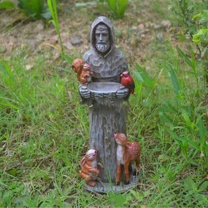 St. Francis And Animal Friends Resin Crafts Outdoor Garden Statue Bird Feeder-1