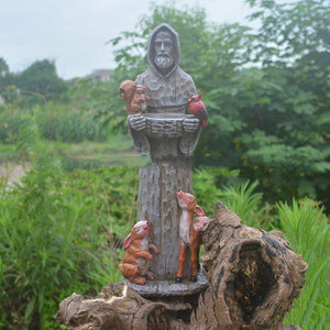 St. Francis And Animal Friends Resin Crafts Outdoor Garden Statue Bird Feeder-2