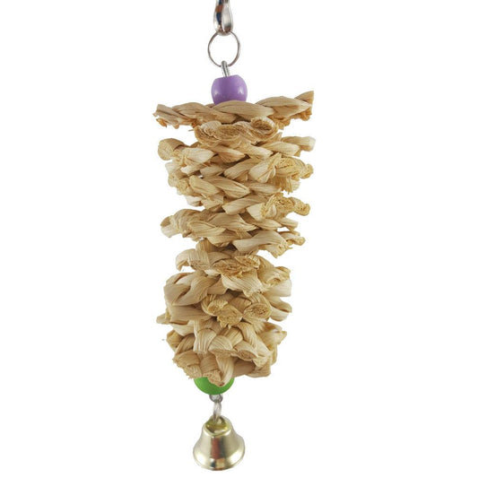 Natural Grass Bird Parrot Toy With Bell - Interactive Hanging Cage Toy For Bored Parrots-0