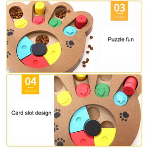 Wood Puzzle Toys Increase IQ Interactive Slow Dispensing Feeder Pet Cat Puppy Training Games FeedingFeeding Food Intelligence Toy-4