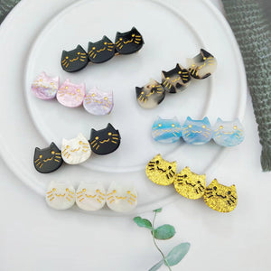 PAWSOME PETS NEW YORK Hand-painted Three Cats Together Hair Clip all colors | Eco-Friendly-1