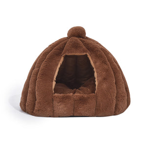 Cat Castle Igloo Round Nest Cave Brown-0