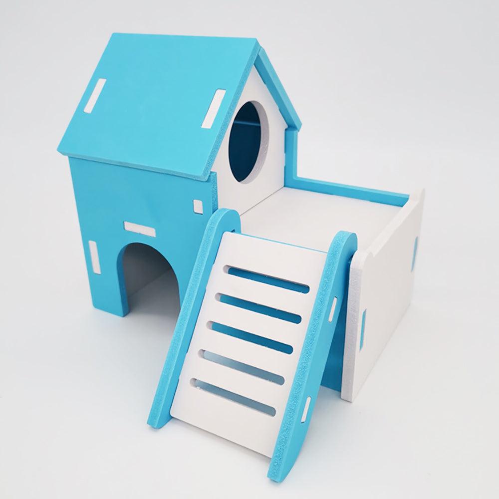 Colorful Double-Storey Hamster Sleeping Nest: A Stylish Wooden Villa Toy For Small Pets-22