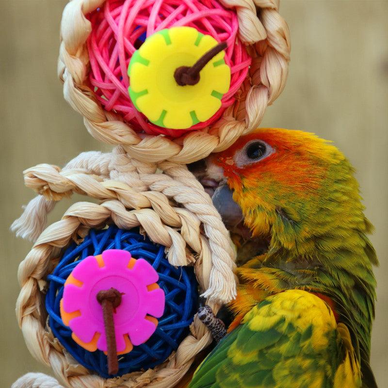 Natural Vine Twist Rope Parrot Toy - Climbing And Biting Fun For Pet Birds-5