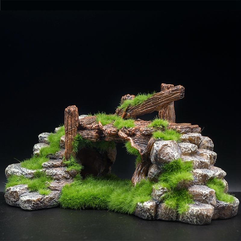 Landscape Stone Flocking Resin Aquarium Decoration-0