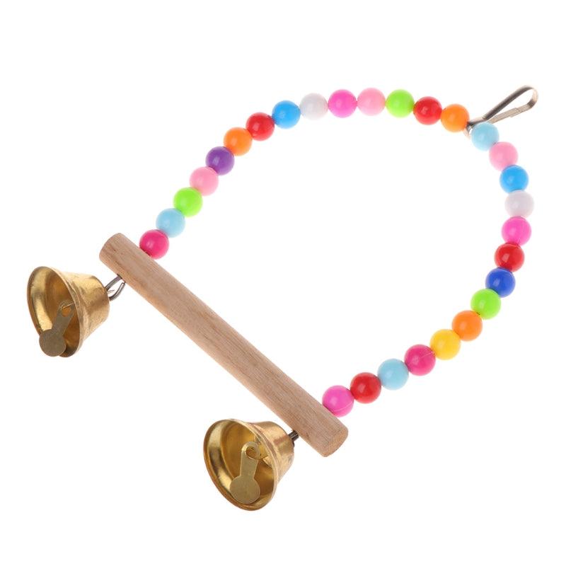 Colorful Beaded Bird Swing With Bells-4