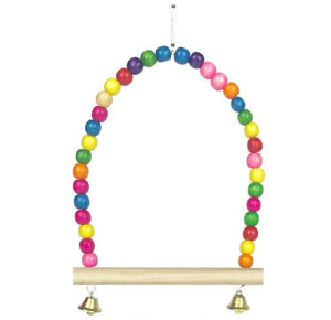 Colorful Beaded Bird Swing With Bells-6