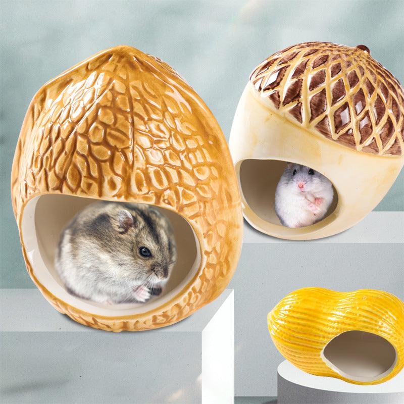 Cozy Nutshell Ceramic Hamster Nest-0