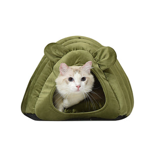 Comfy Cat Cave Igloo Round Nest Green L-1