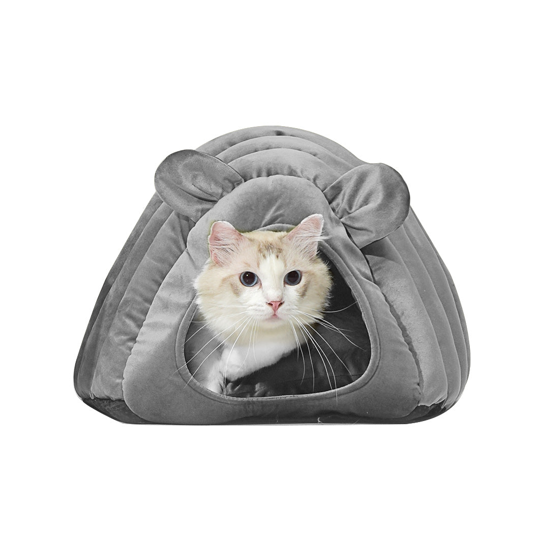 Comfy Cat Cave Igloo Round Nest Grey L-1