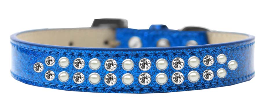 Dog, Puppy & Pet Ice Cream  Collar, "Two Row Pearl and Clear Crystal Rimsets"-6