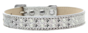 Dog, Puppy & Pet Ice Cream  Collar, "Two Row Pearl and Clear Crystal Rimsets"-11