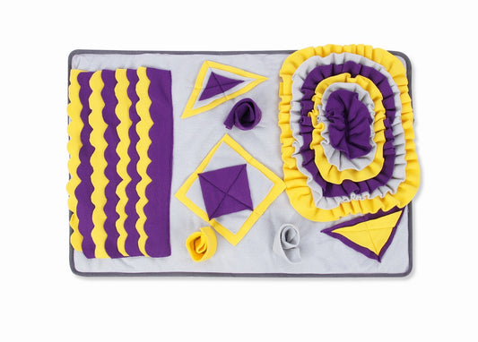 Pets Puzzle Toys Increase IQ Snuffle Mat-Purple Yellow Floral-0