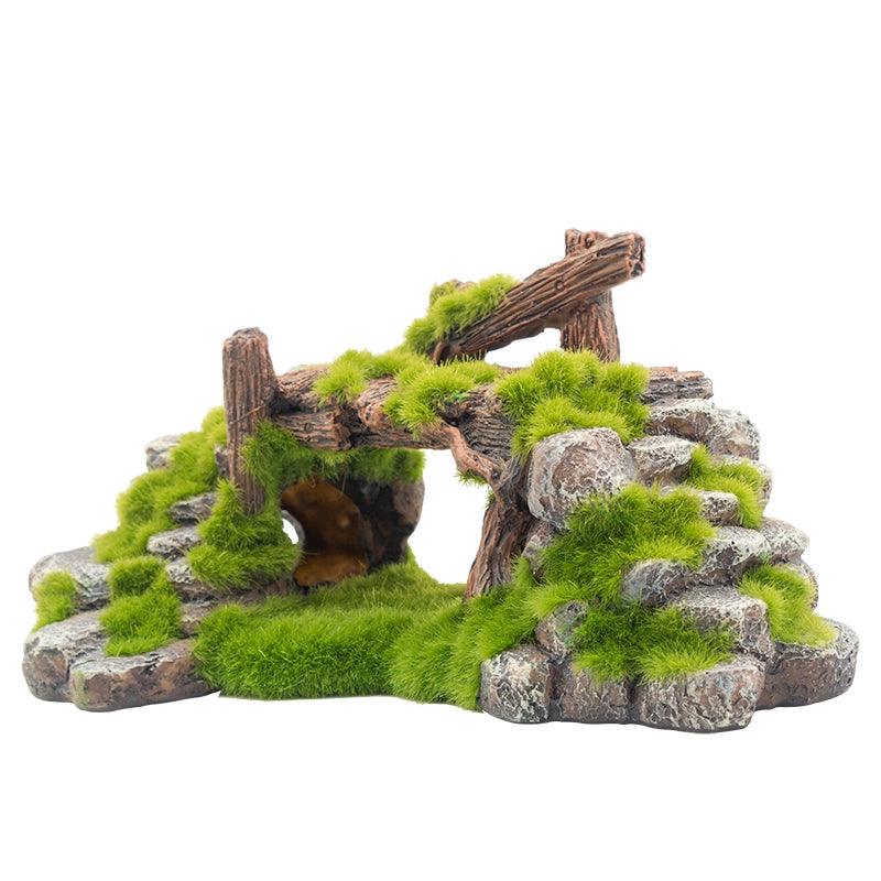 Landscape Stone Flocking Resin Aquarium Decoration-6