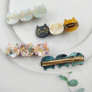 PAWSOME PETS NEW YORK Hand-painted Three Cats Together Hair Clip all colors | Eco-Friendly-0