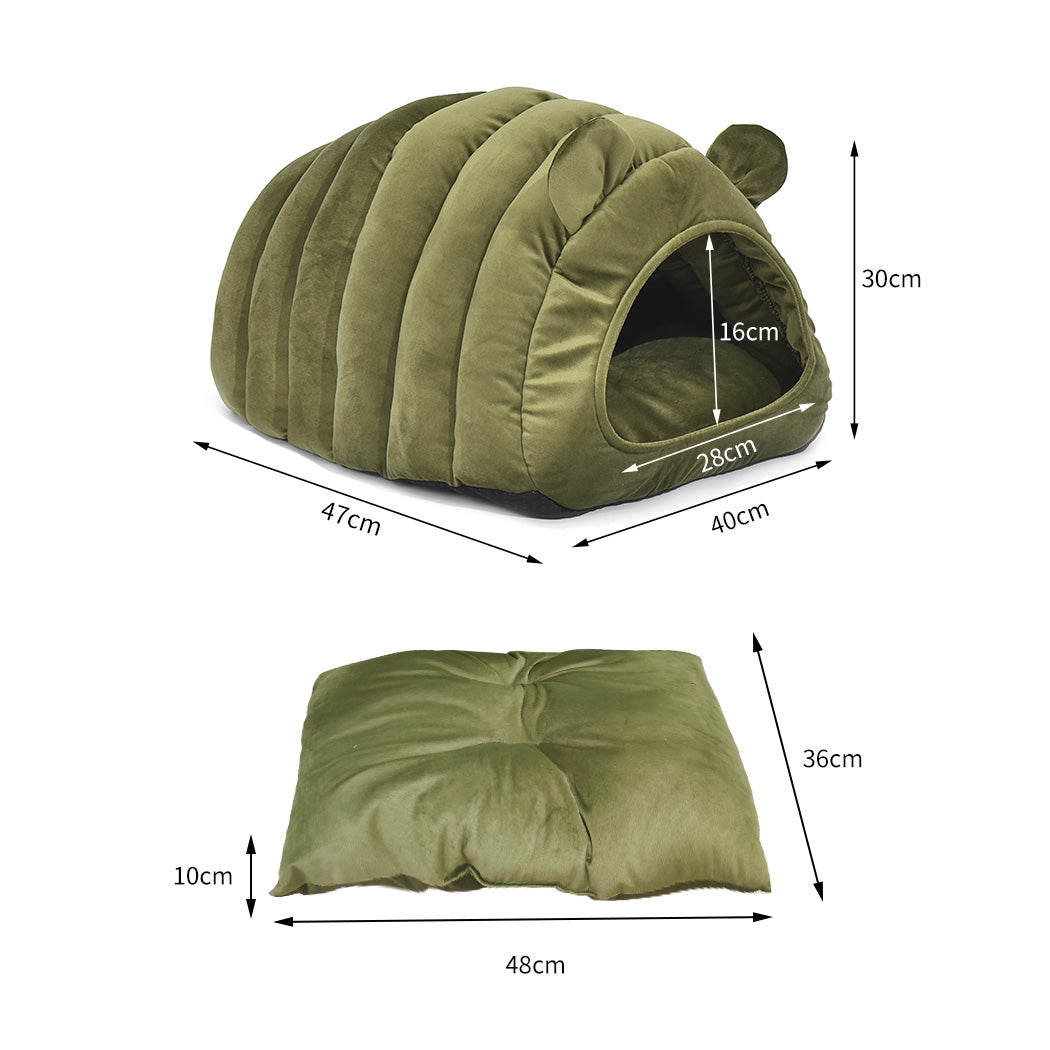 Comfy Cat Cave Igloo Round Nest Green L-2