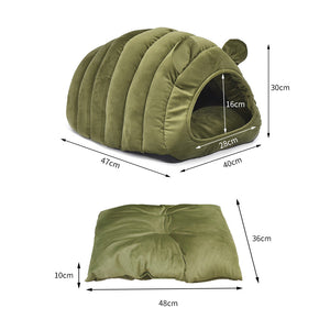 Comfy Cat Cave Igloo Round Nest Green L-2