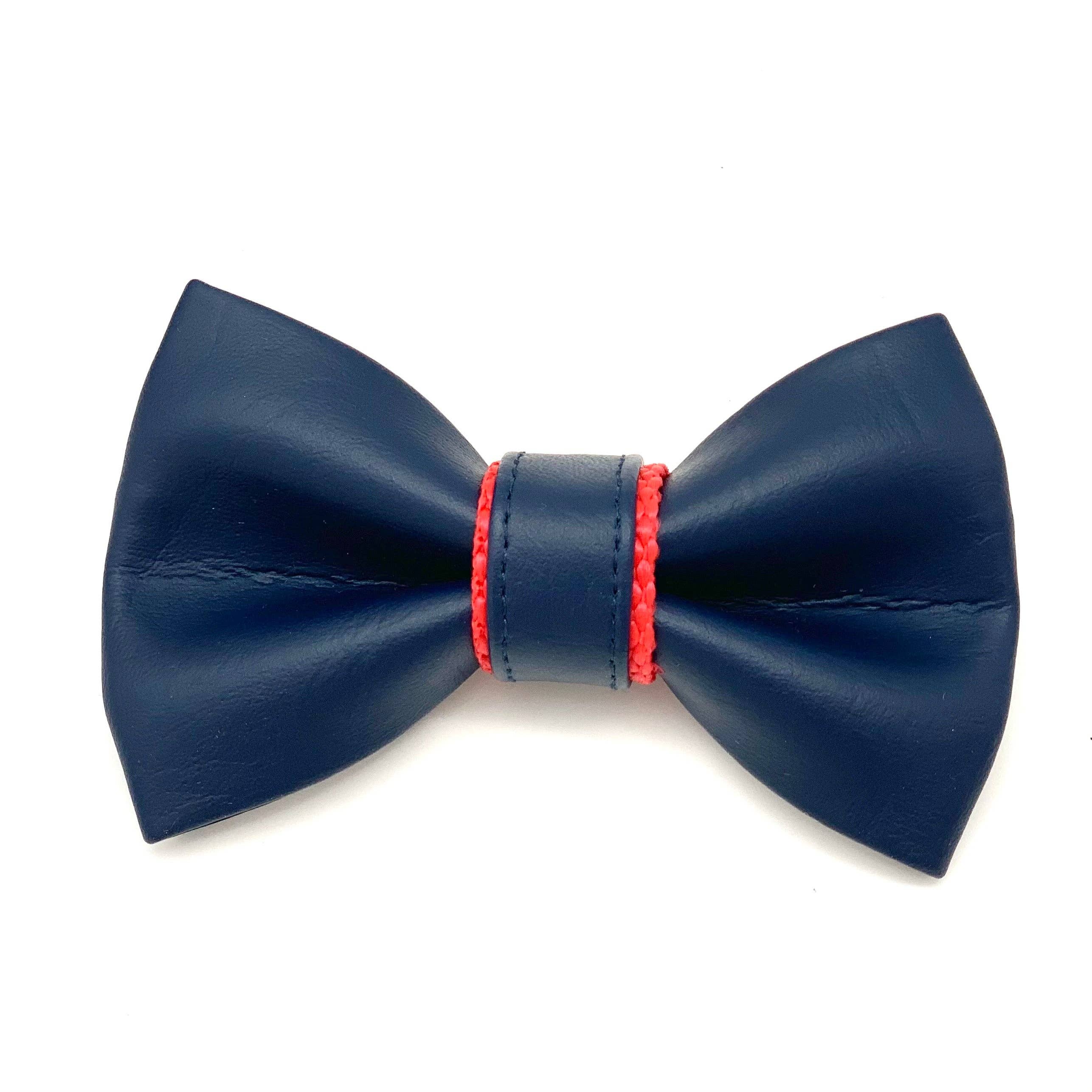 Cardinal leather bow tie