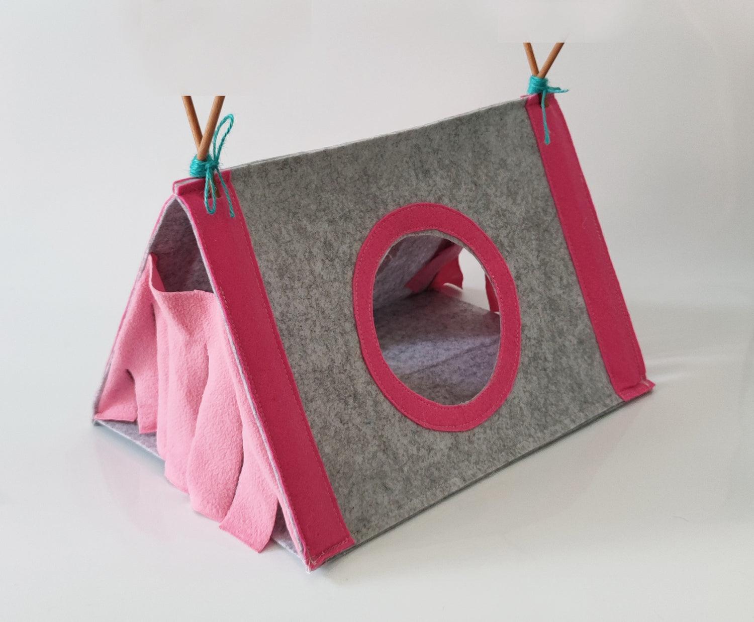 Cozy Pet Retreat: Felt Cloth Rabbit Nest & Hamster Corner House Tent-3