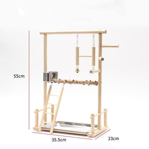 Interactive Bird Playground: Solid Wood Frame With Stand Pole-1