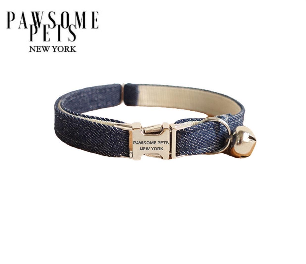 SMALL SIZE DOG & CAT COLLAR - DARK BLUE JEANS-0