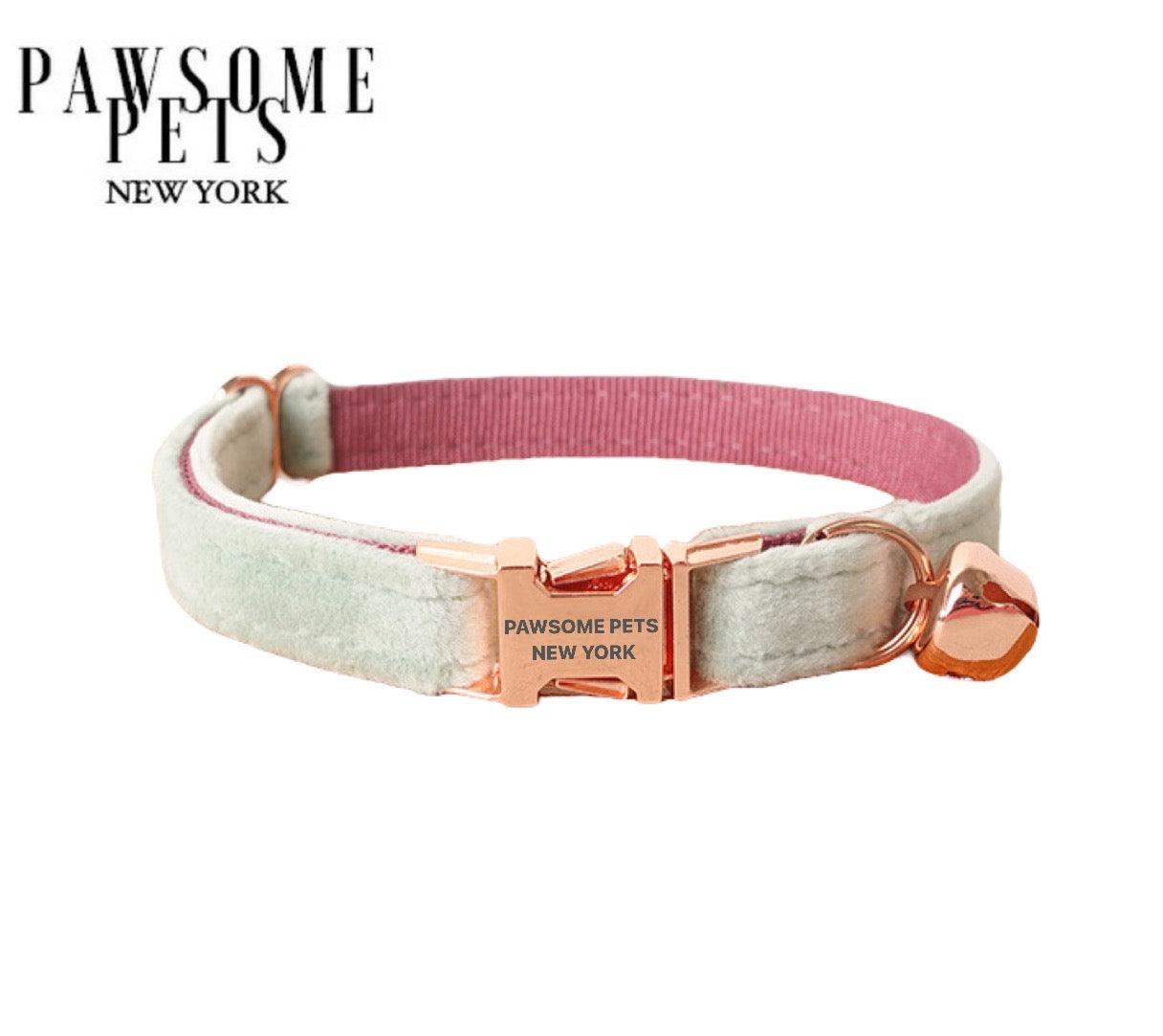 SMALL SIZE DOG & CAT COLLAR - PEA GREEN WITH PINK-0