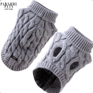 (EXTRA WARM) DOG AND CAT CABLE KNIT SWEATER - GREY-0